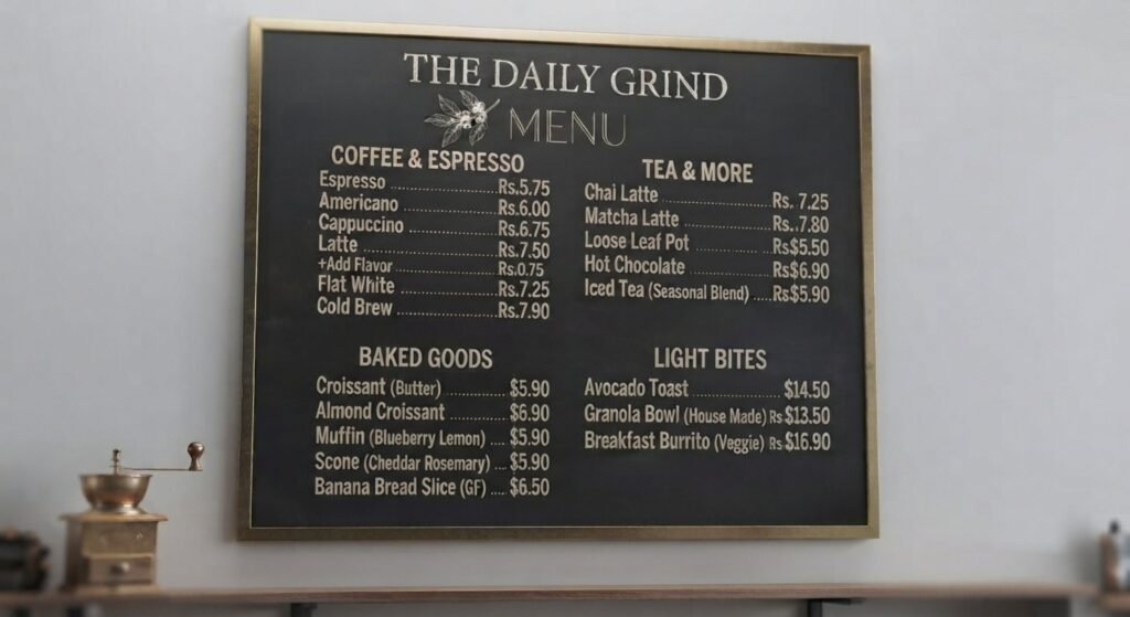 Online menu & price board printing service in Rawalpindi & Islamabad - Q Print & Events